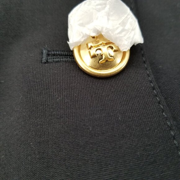 Tory Burch  Ponte Flare Black Womans Pant  Brass Button Details Sz Large - Picture 9 of 12